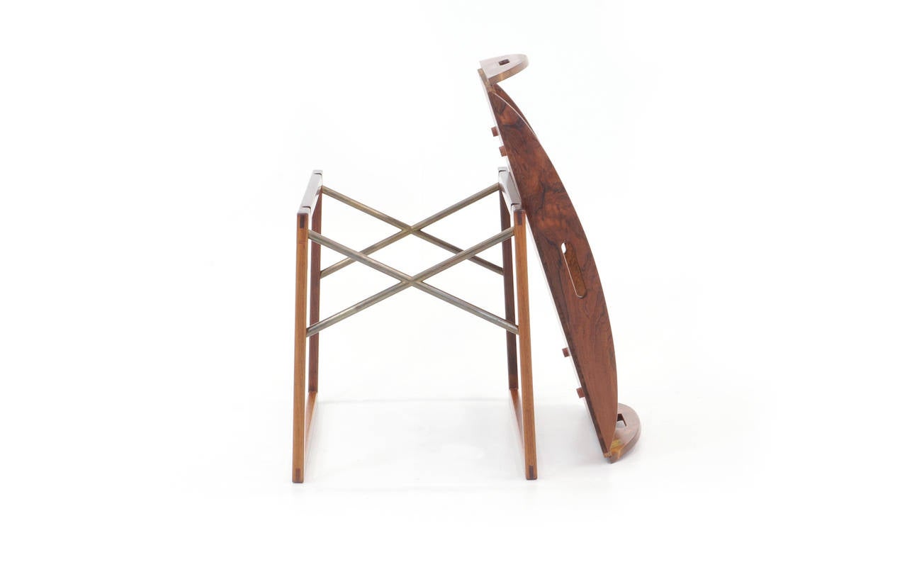 Mid-20th Century Rosewood and Brass Tray / Butlers Table by Svend Langkilde for Illums Bolighus