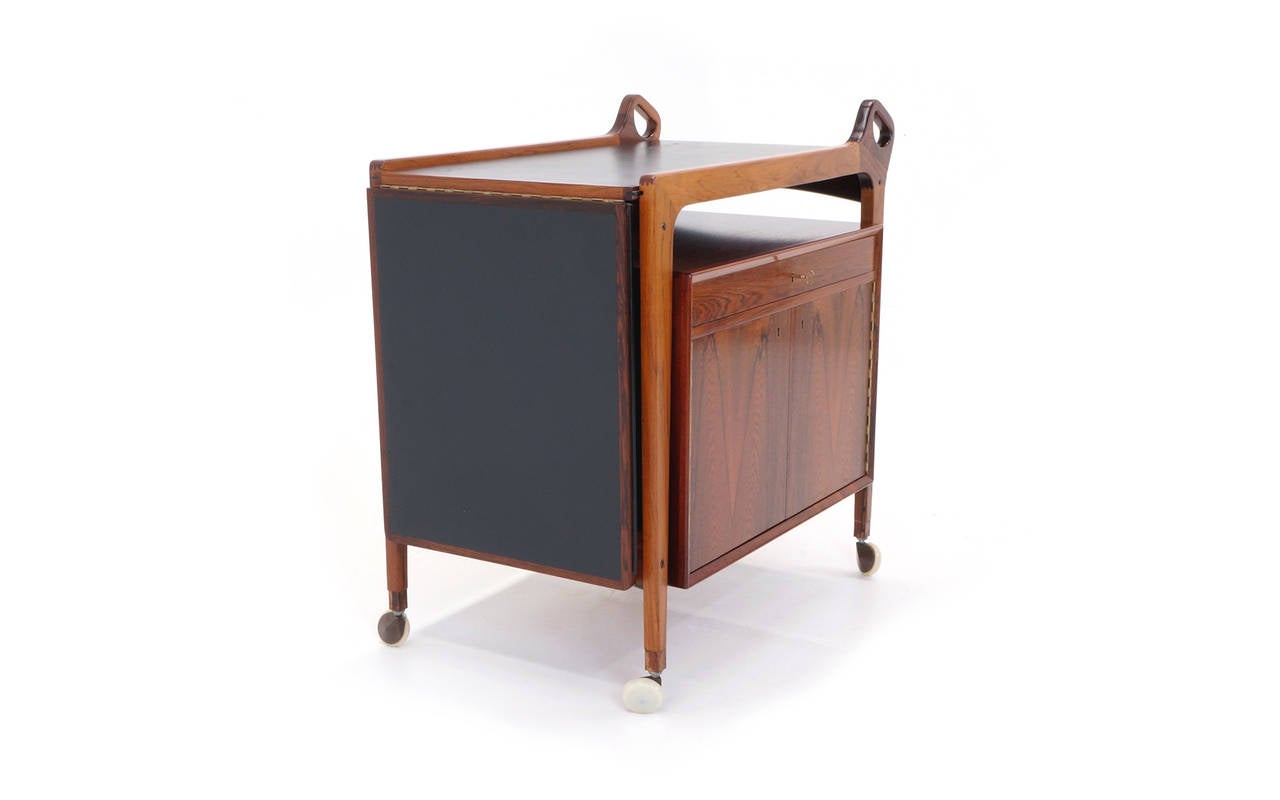 Portable bar carts don't get any better than this.  Brazilian rosewood, 34