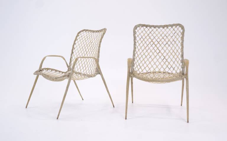 Mid-20th Century Set of Four Resin String Chairs by Troy Sunshade for Indoor or Outdoor Use