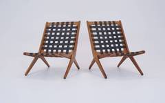 Pair of French Folding Lounge Chairs
