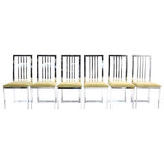 Set of Six Milo Baughman for DIA chrome hollywood regency dining chairs.