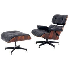 Early Charles and Ray Eames Rosewood Lounge Chair and Ottoman