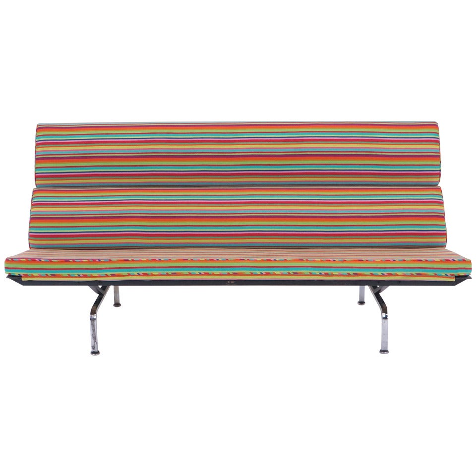 Charles and Ray Eames Sofa Compact, Alexander Girard Miller Stripe Fabric