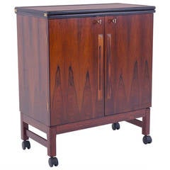 Vintage Portable, Expandable, Rosewood Bar Cart or Dry Bar