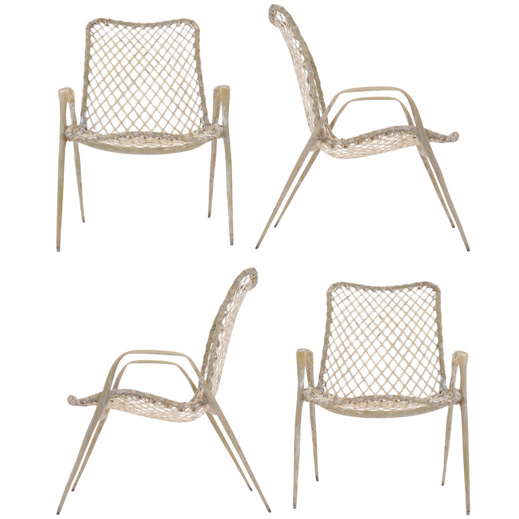 Set of Four Resin String Chairs by Troy Sunshade for Indoor or Outdoor Use