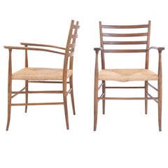 Pair of Ladder Back Chairs in the Style of Gio Ponti, Made in Italy