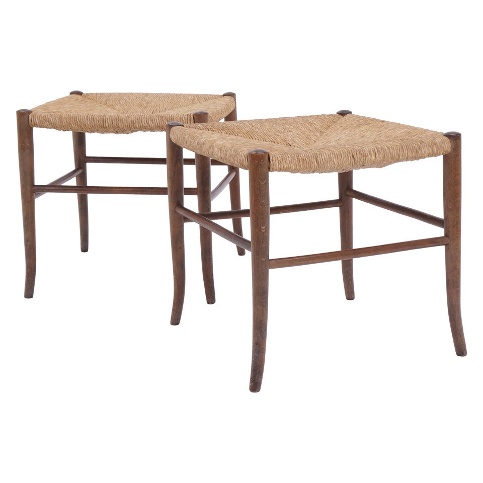 Pair of Stools in the Style of Gio Ponti, Made in Italy
