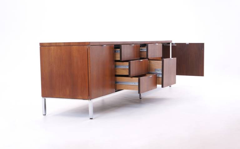 American Florence Knoll Style Walnut Credenza by Domore