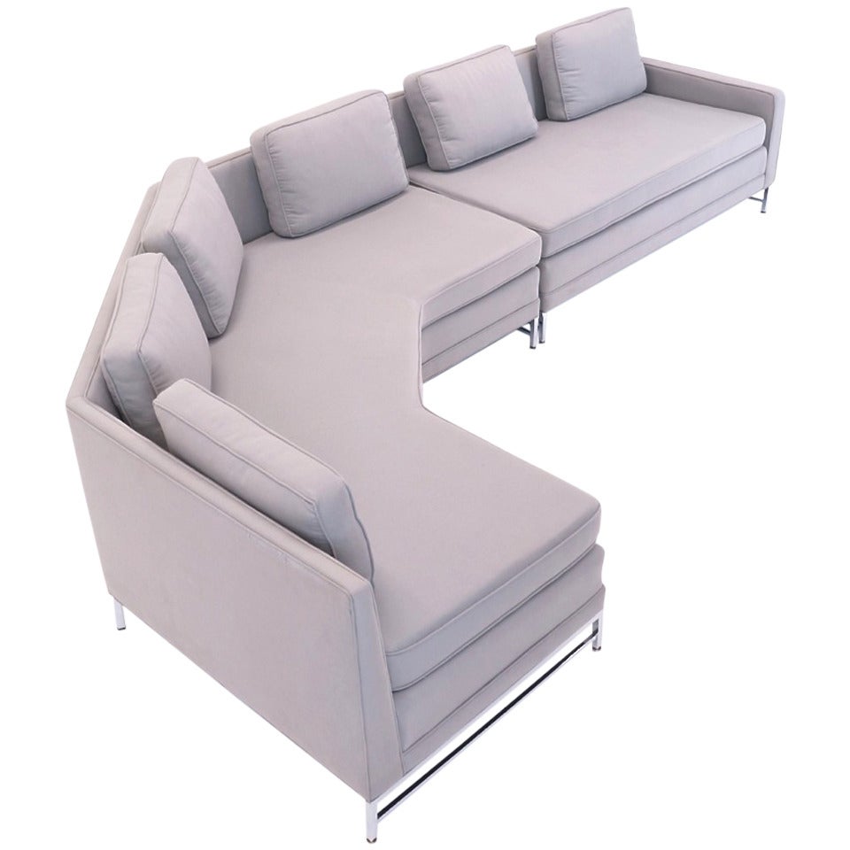 Paul McCobb for Calvin Sectional Sofa.  Two Pieces with Satin Chrome Legs.