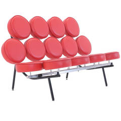 Red leather George Nelson for Herman Miller Marshmallow Sofa