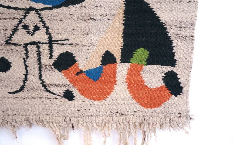 Beautiful vintage tapestry in the style of Miro or may be from one of his works.
