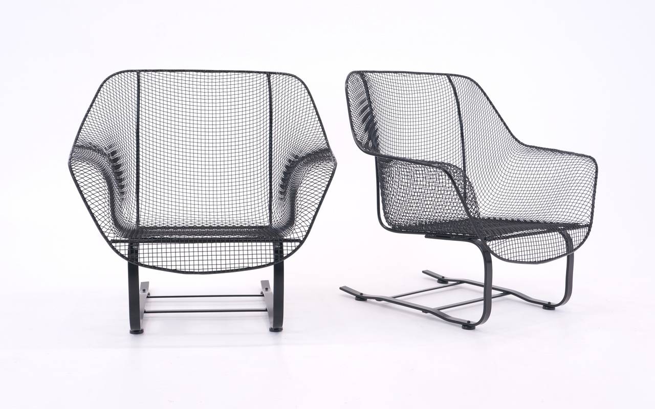 American Russell Woodard Sculptura Patio Set with Settee, Lounge Chairs and Ottoman