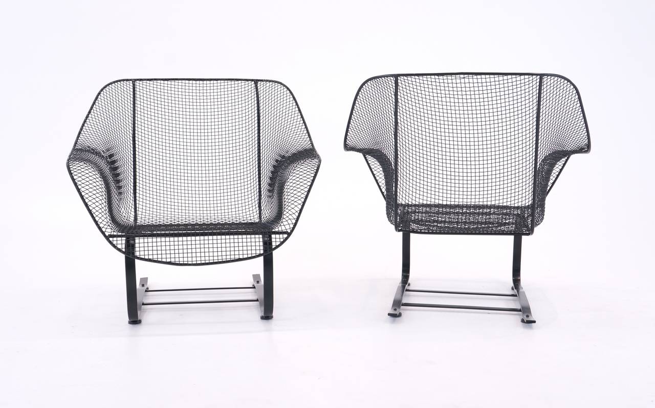 Mid-20th Century Russell Woodard Sculptura Patio Set with Settee, Lounge Chairs and Ottoman