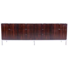 Florence Knoll Rosewood Credenza with Gold Veined Marble Top
