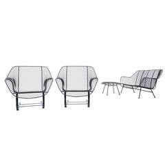 Russell Woodard Sculptura Patio Set with Settee, Lounge Chairs and Ottoman
