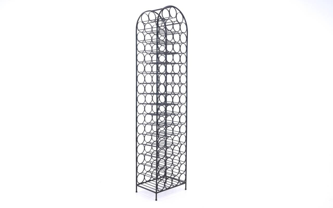 Excellent iron and steel 1960s wine rack designed by Arthur Umanoff.