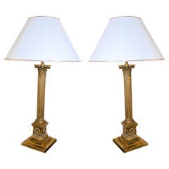 Pair of Neoclassical Bronze Lamps