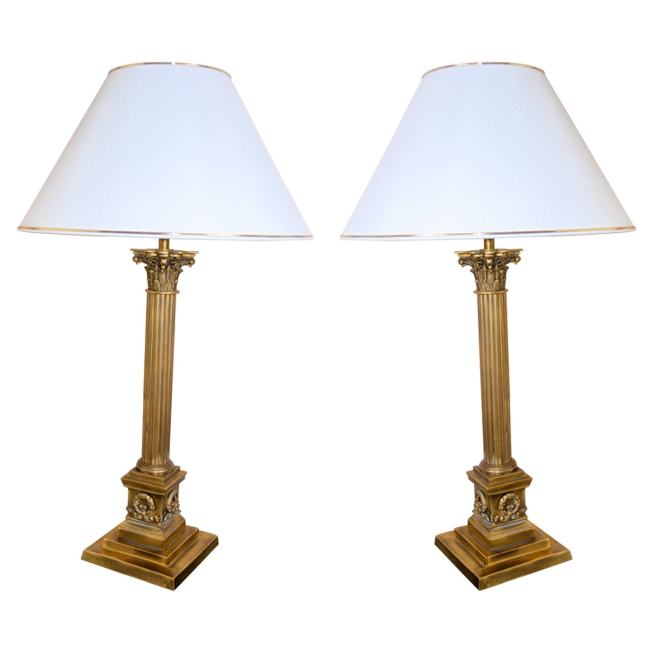 Pair of Neoclassical Bronze Lamps