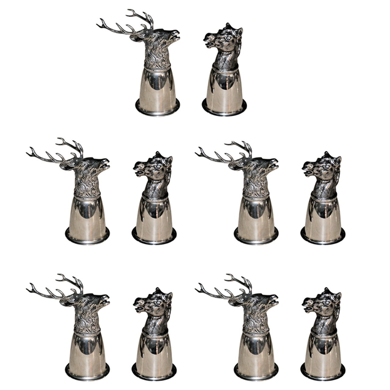 1970s Gucci Silver Plated Deer and Horse Cup Set