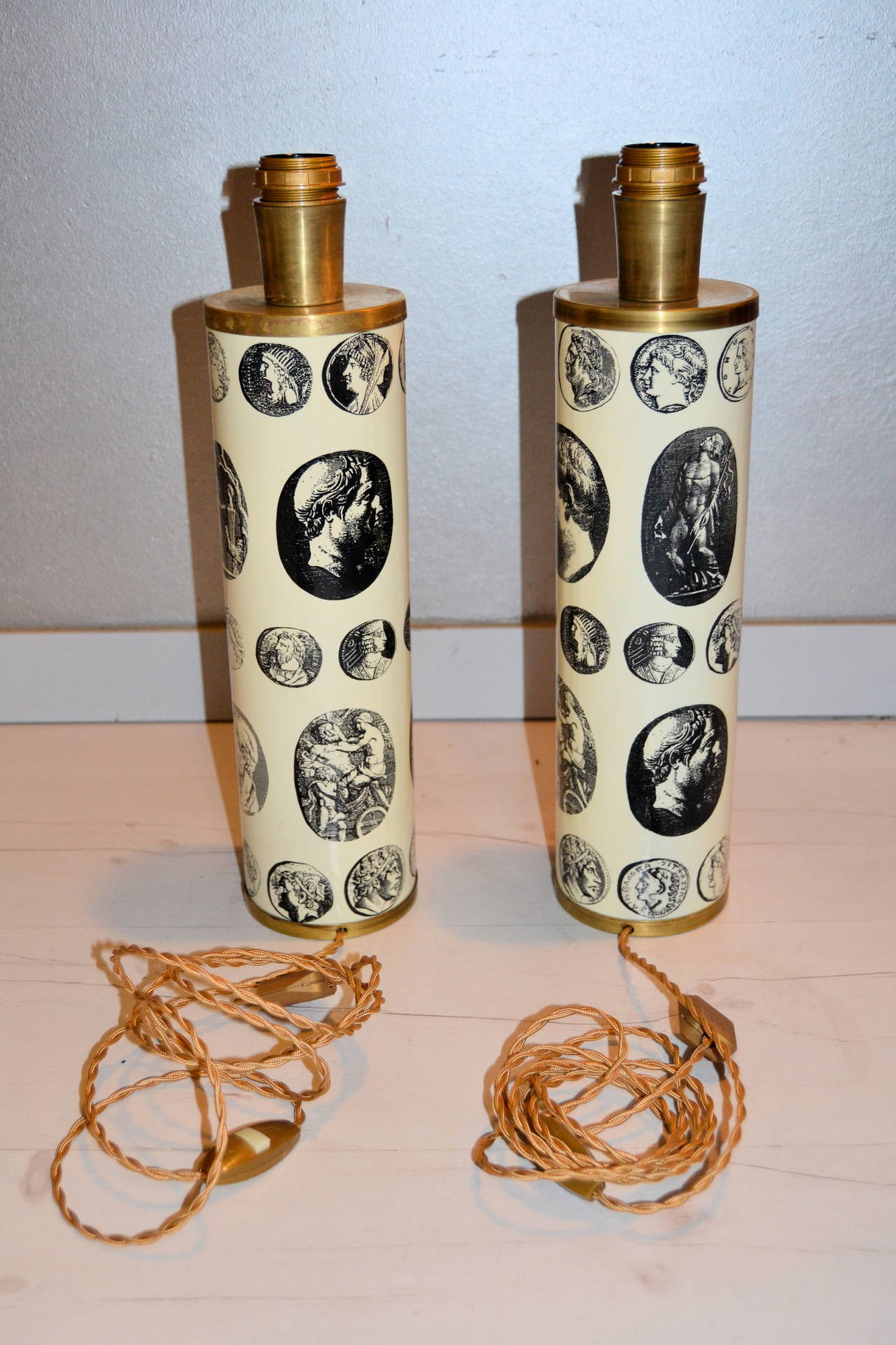 Pair of 1970s Fornasetti Cameo Lamps 2