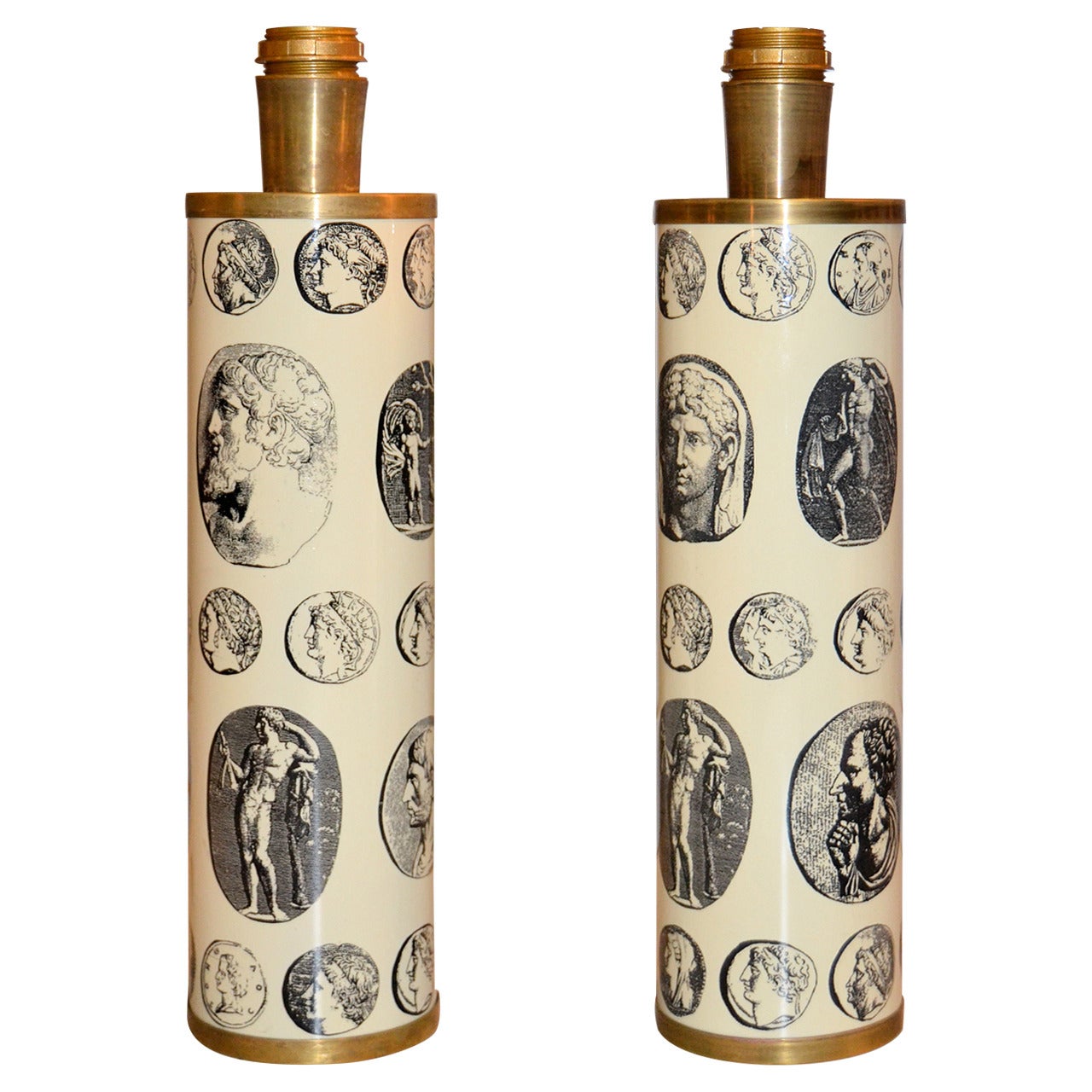 Pair of 1970s Fornasetti Cameo Lamps