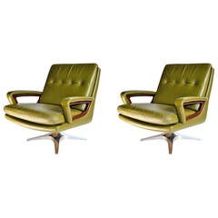 Pair of Leather Armchairs by Desede