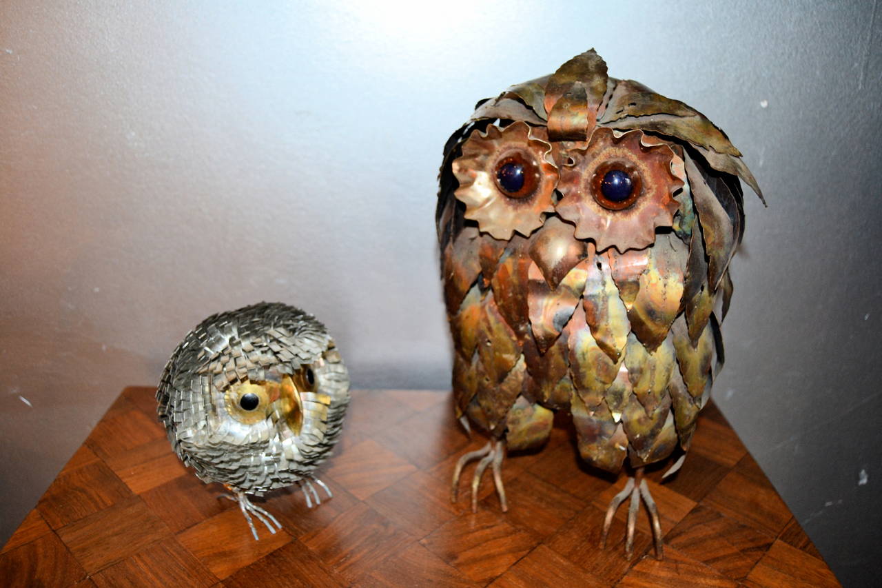 Two 1970s Metal Owls In Excellent Condition In Saint-Ouen, FR