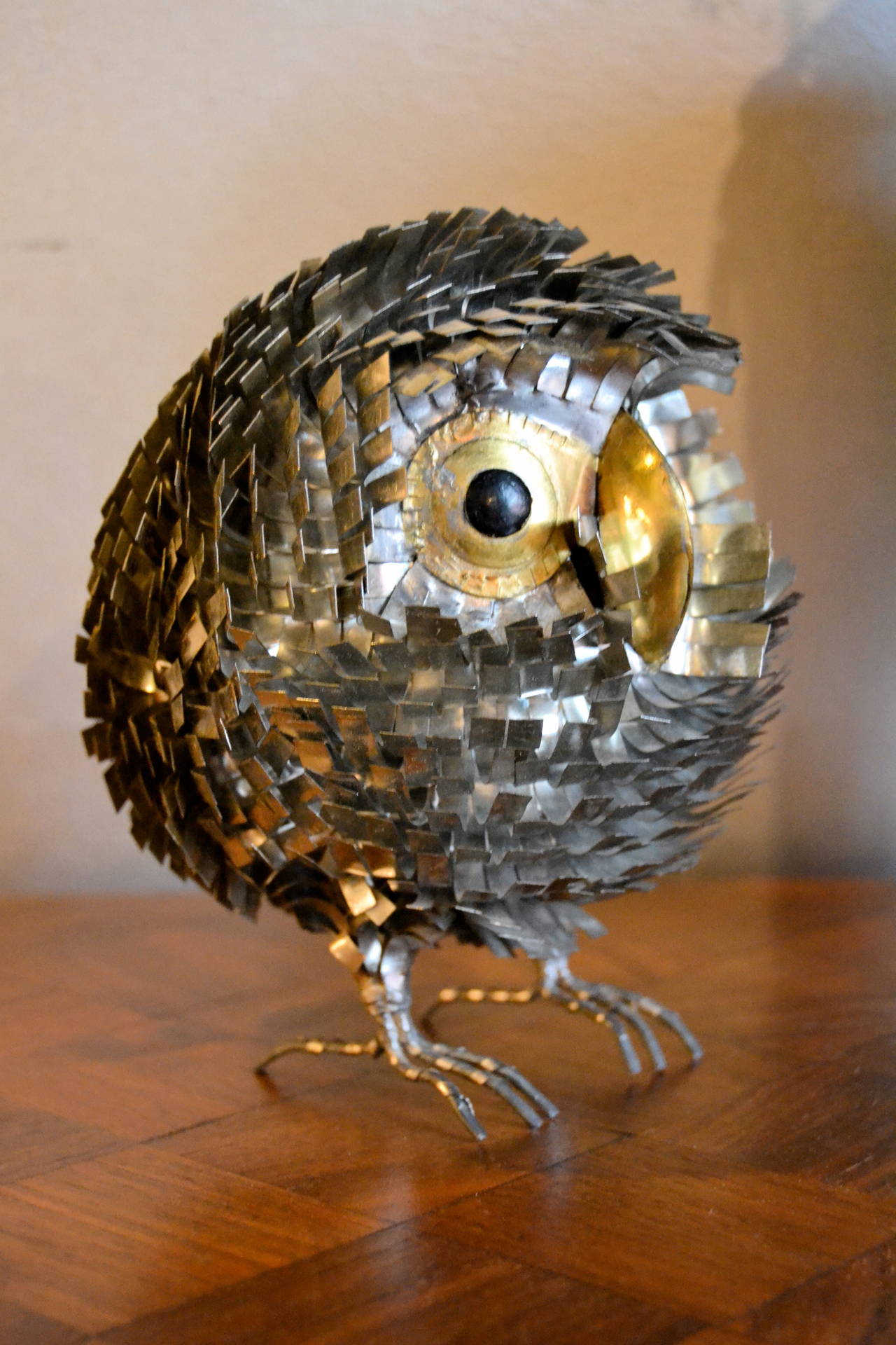 Mid-Century Modern Two 1970s Metal Owls