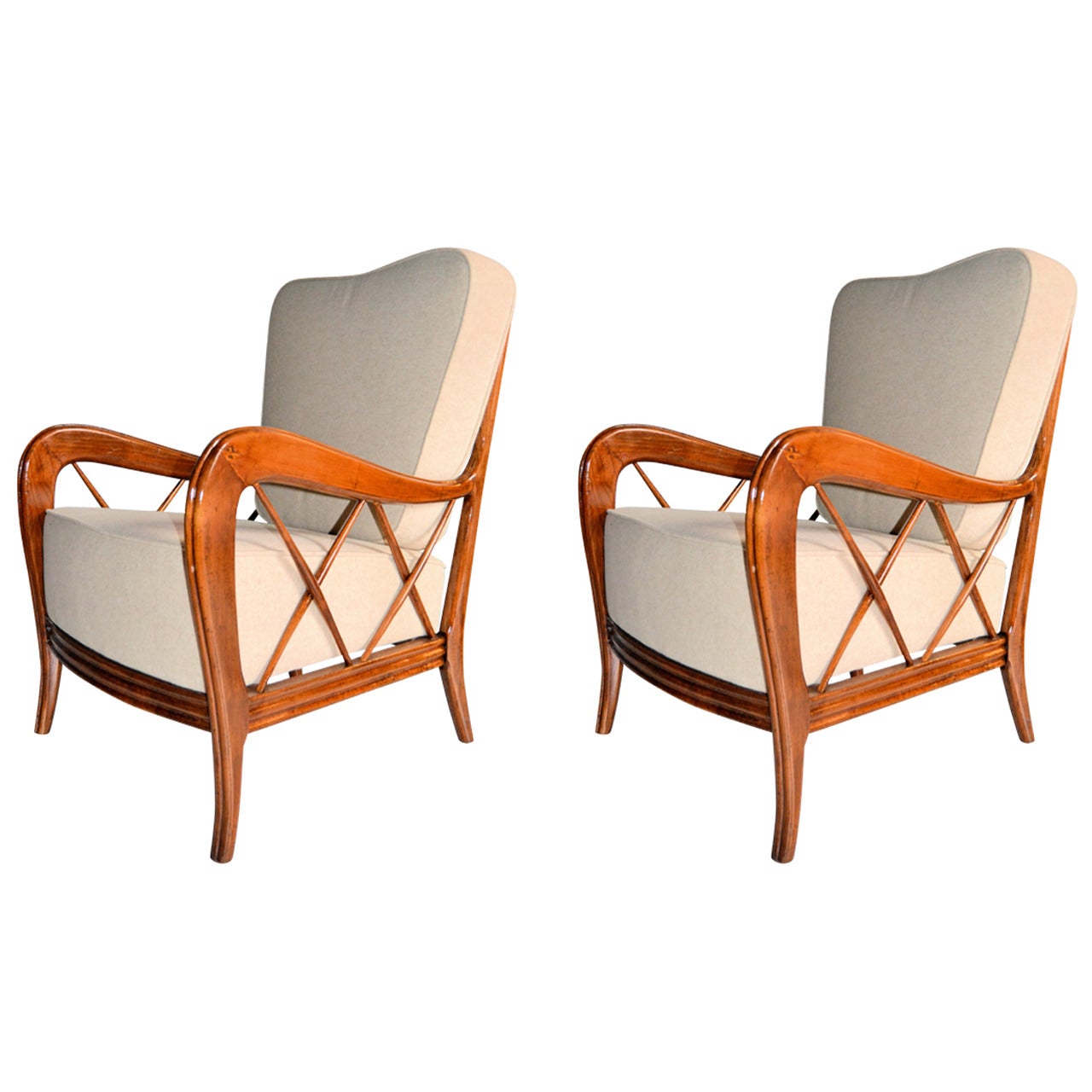 1950s Italian Croisillon Armchairs