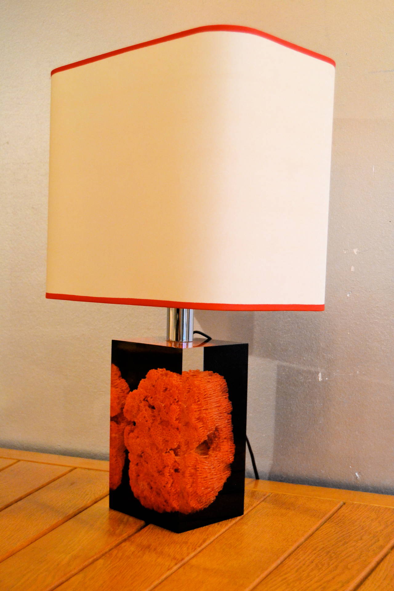 Mid-Century Modern 1970s Red Coral Lamp