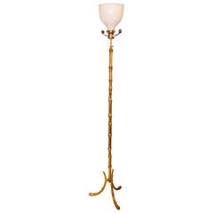 1970 Faux Bamboo Bronze Maison Bagues Floor Lamp