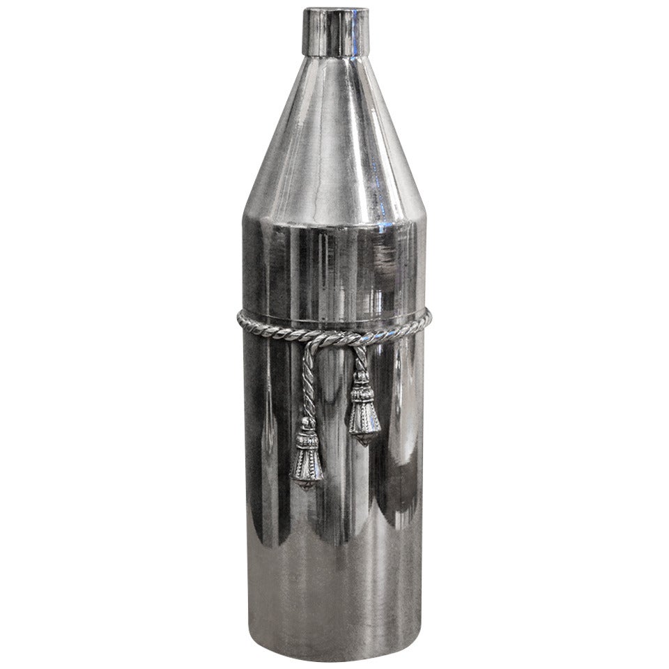 1970s Decorative Plated Metal Bottle