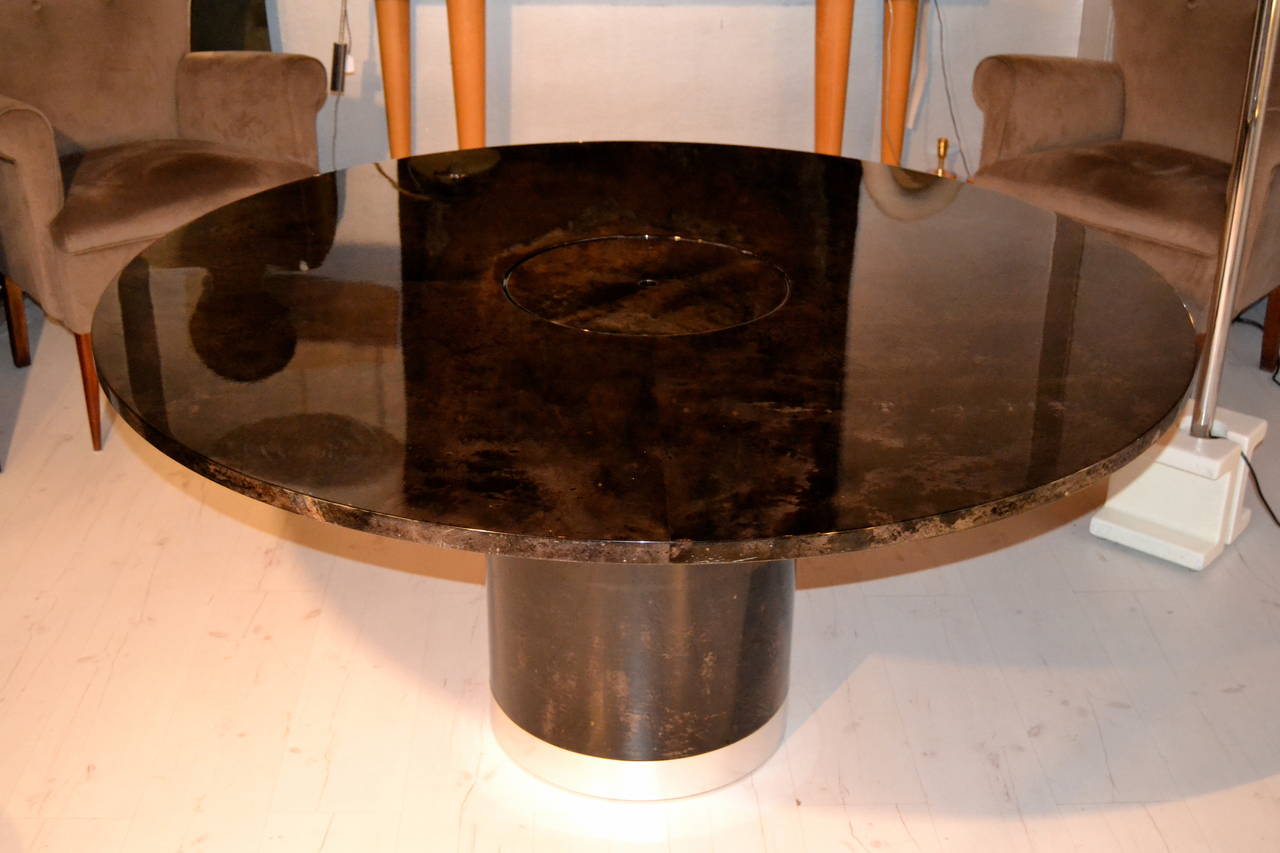 Lacquered 1970s Aldo Tura Goatskin Dining Table
