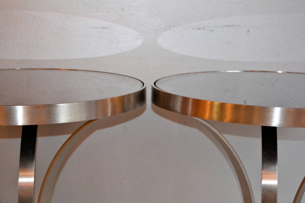 Pair of 1970s Nickeled Steel Side Tables In Good Condition In Saint-Ouen, FR