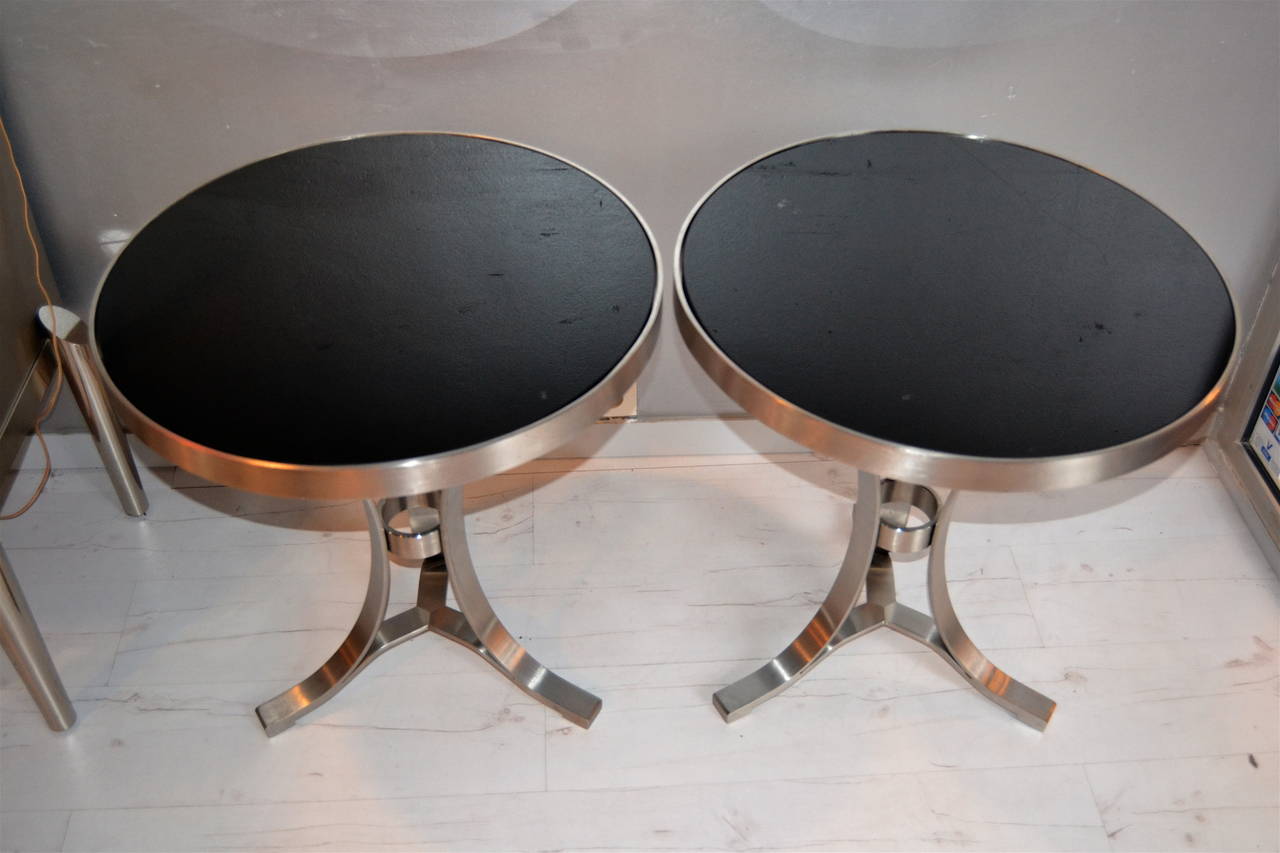 Pair of 1970s Nickeled Steel Side Tables 2