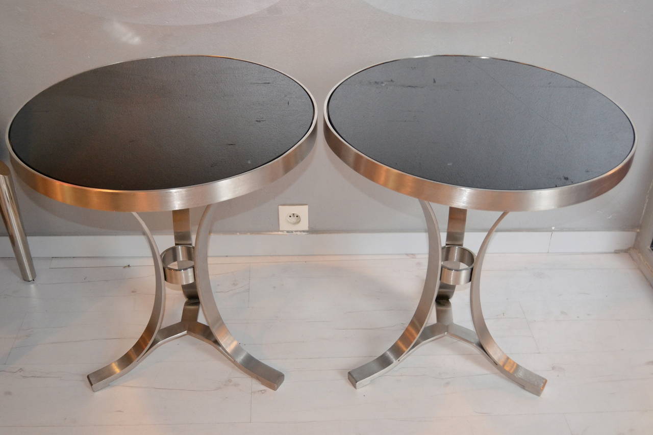 Pair of 1970s Nickeled Steel Side Tables 3