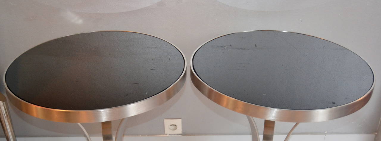 Pair of 1970s Nickeled Steel Side Tables 4