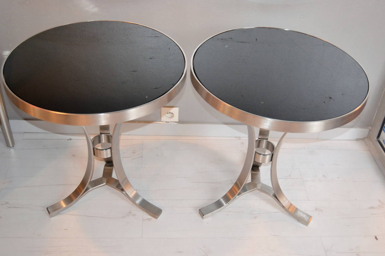 Pair of 1970s Nickeled Steel Side Tables 5