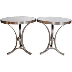 Pair of 1970s Nickeled Steel Side Tables
