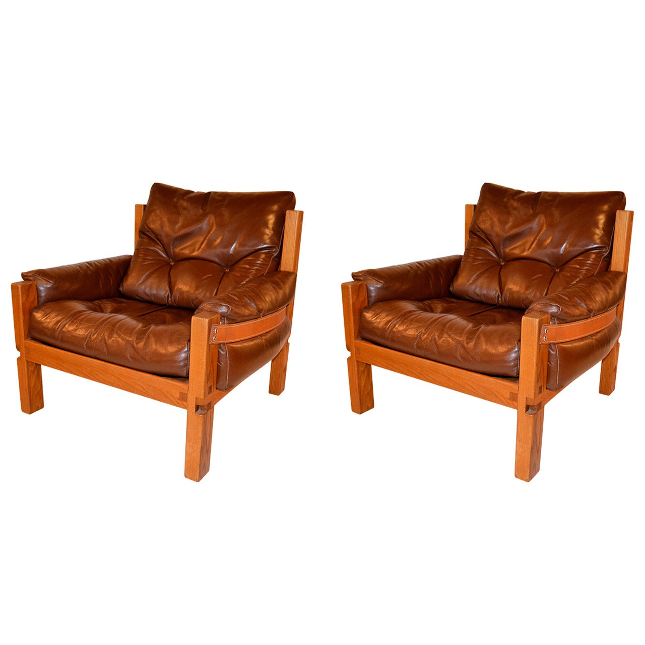 Pair of 1960s Armchairs by Pierre Chapo