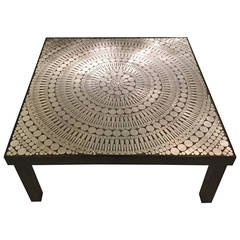 1970 Steel Marquetry Coffee Table