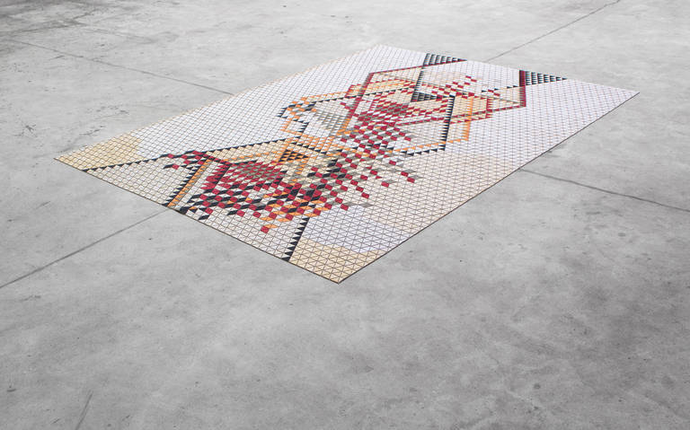 Contemporary Carpet by Elisa Strozyk Named Wooden Rug Limited Red For Sale