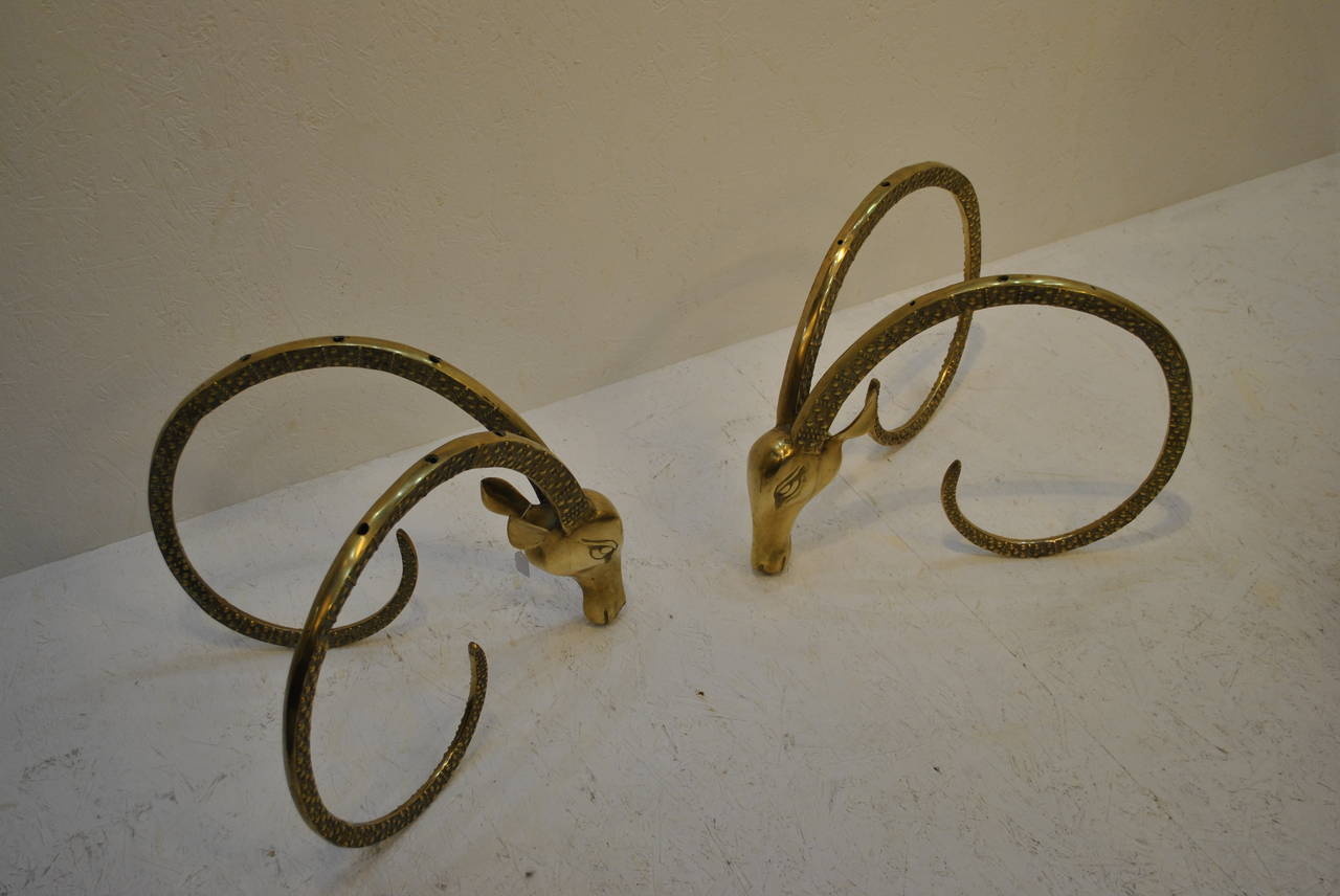 Brass Ibex Head Coffee Table Base after Alain Chervet, Free Shipping