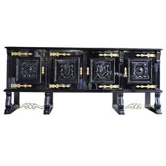Good Lacquered Oak and Wrought Iron Sideboard Attributed to Jean-Charles Moreux