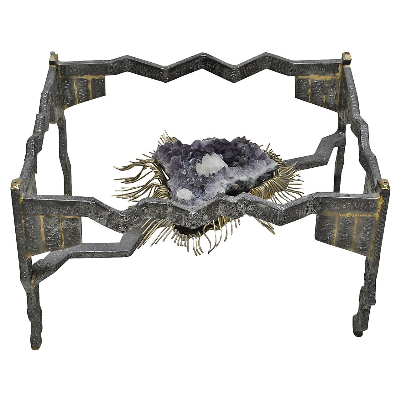 Brutalist Amethyst Coffee Table, the Henri Fernandez Private Collection For Sale