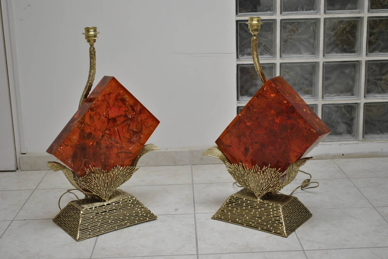 Hollywood Regency Pair of Fractal Table Lamps, the Henri Fernandez Private Collection For Sale