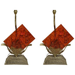 Pair of Fractal Table Lamps, the Henri Fernandez Private Collection