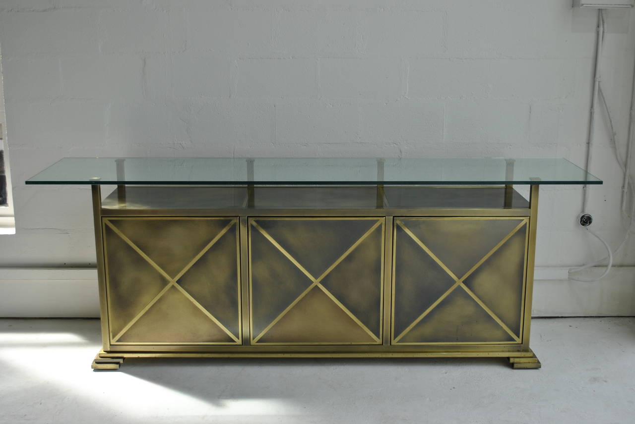 Late 20th Century Spectacular Bronze and Brass Neoclassical Sideboard by Belgo Chrome