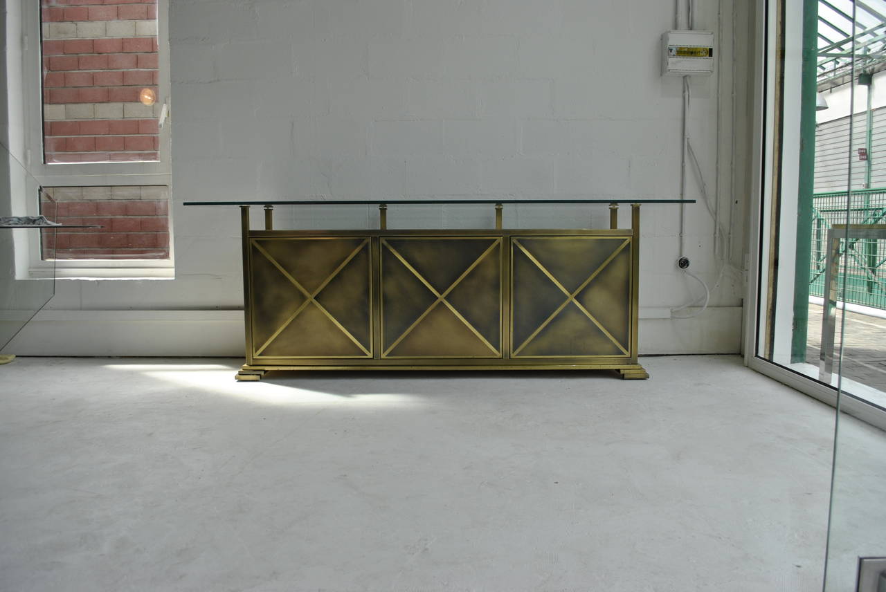 Belgian Spectacular Bronze and Brass Neoclassical Sideboard by Belgo Chrome