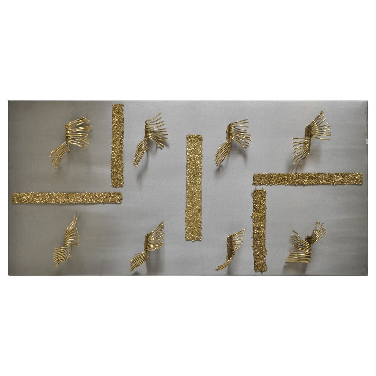Steel and Brass Wall Sculpture "Orphée", the Henri Fernandez Private Collection For Sale